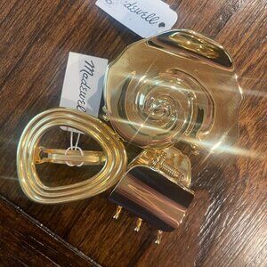 NEW Set of 3 Madewell Gold Metal Hair Clips Accessories Retro